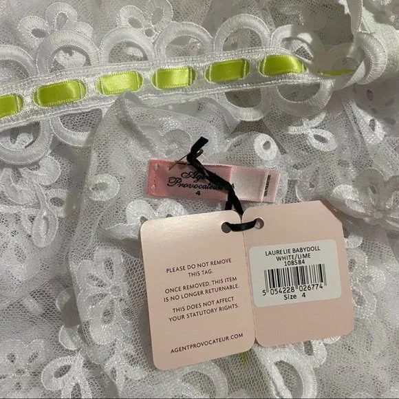 Agent Provocateur Laurelie White Lime Babydoll NWT